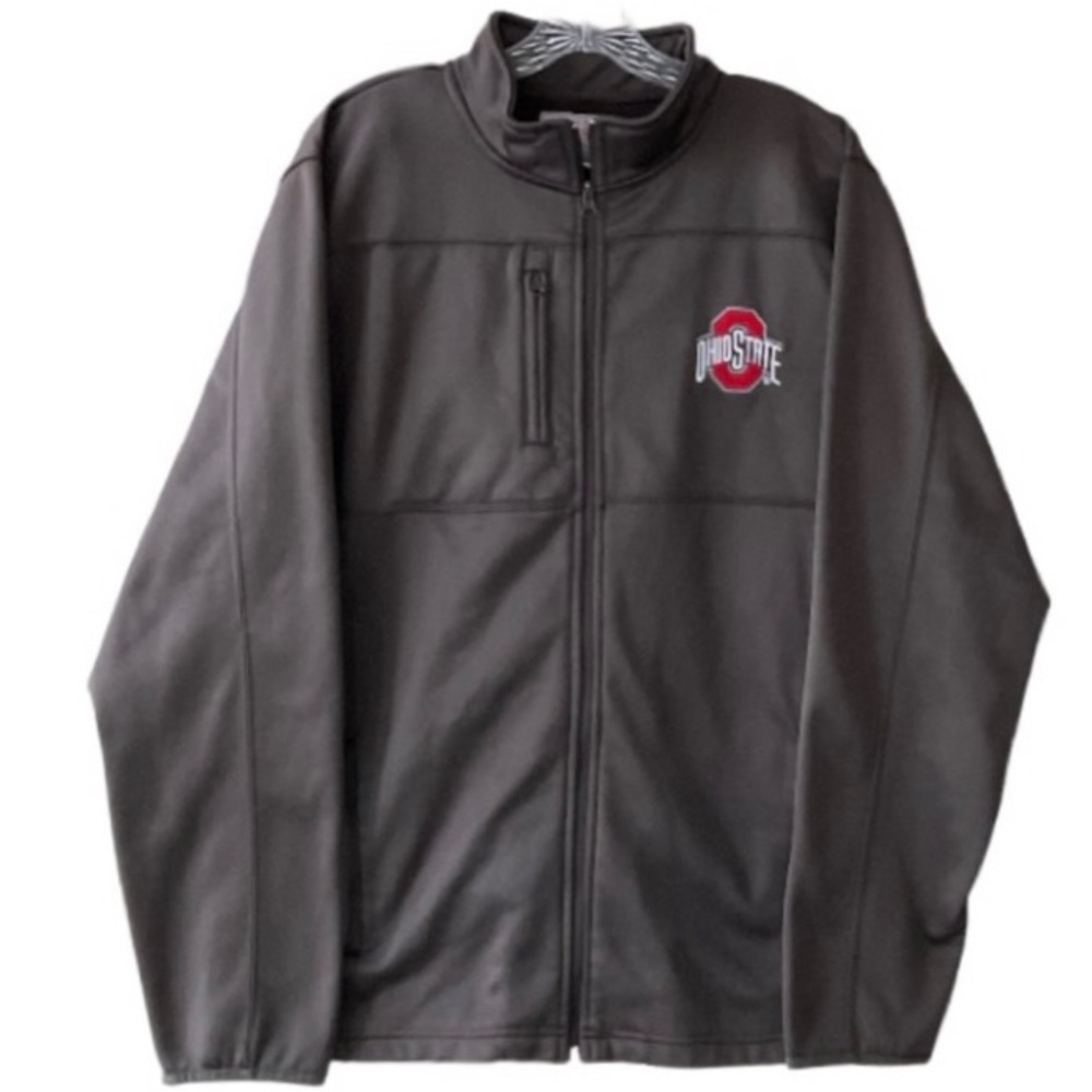 Ohio State Jacket Lightweight Zip Up Performance Embroidered College Brown Large